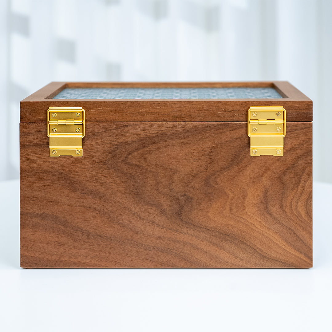 Lockable Wooden Jewelry Storage Box with Glass Lid