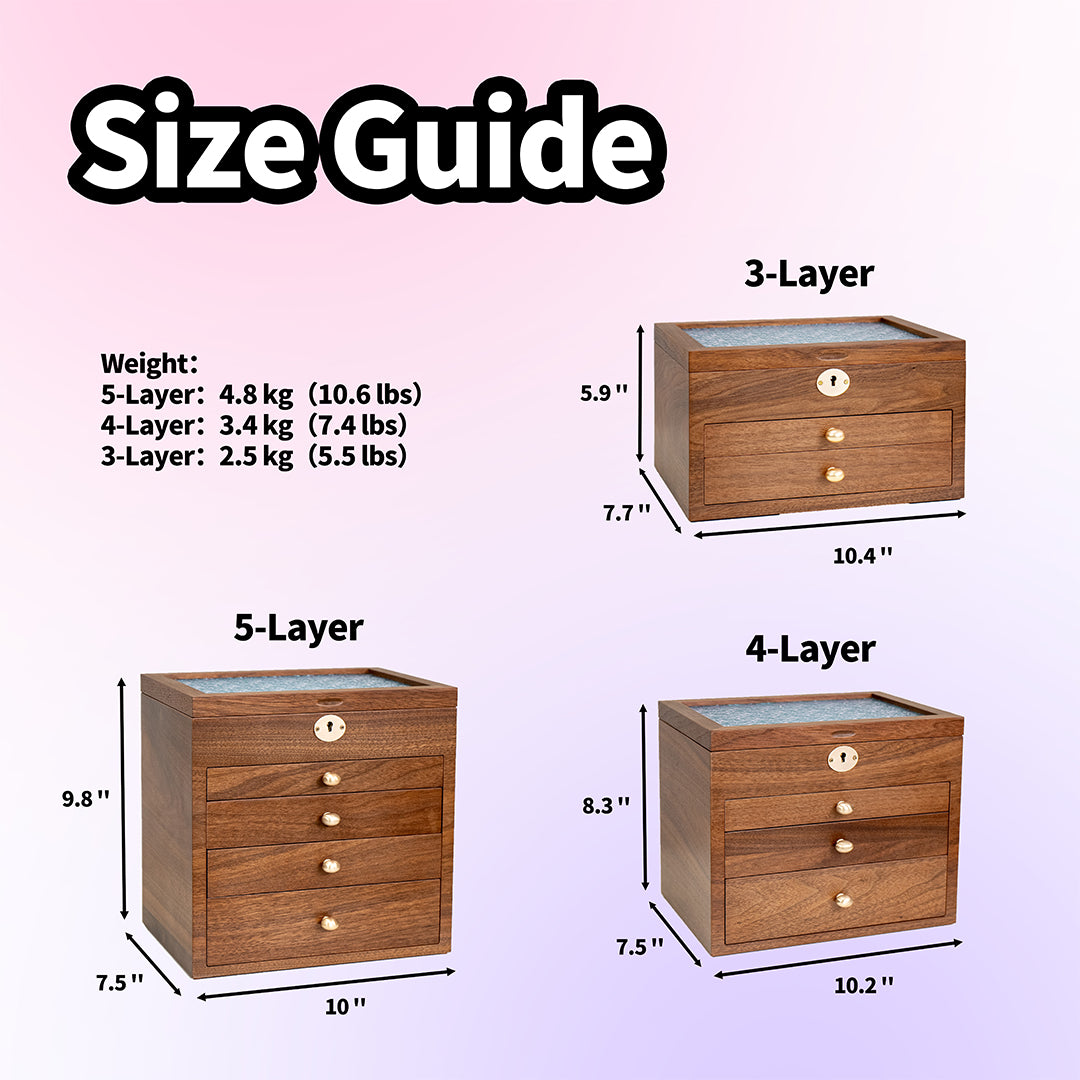 Lockable Wooden Jewelry Storage Box with Glass Lid