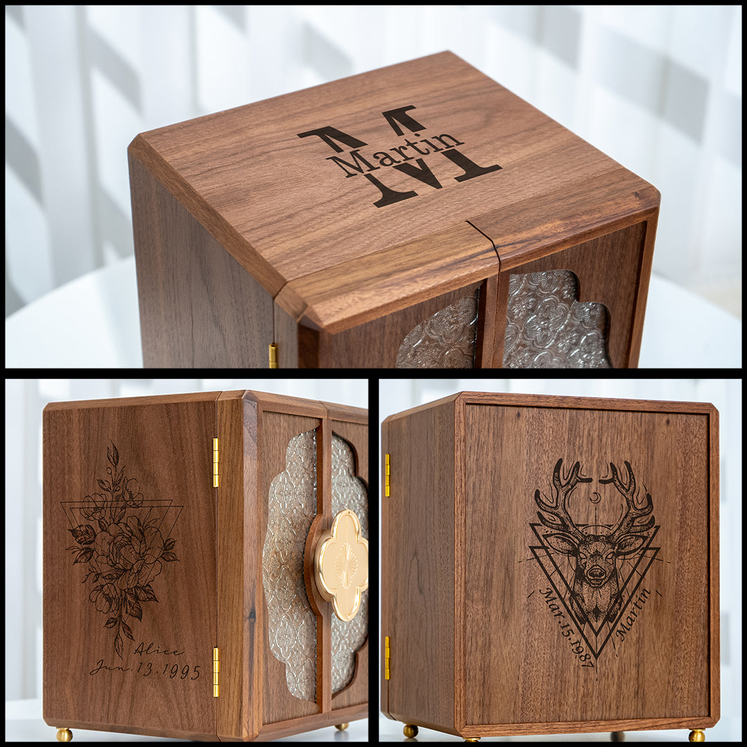 Walnut wood Jewelry Box with 5 drawers