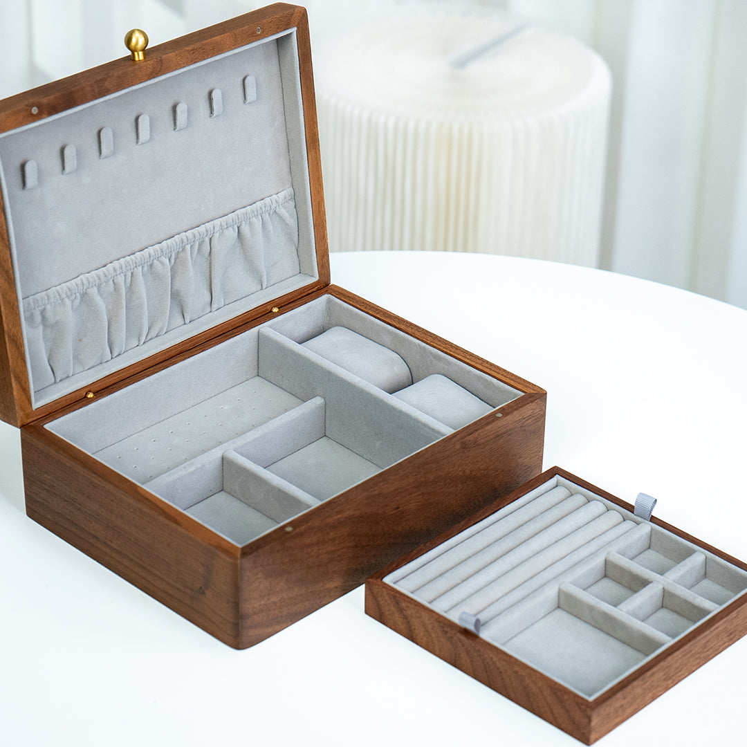 Personalized 1.5-Layer Walnut Jewelry Box