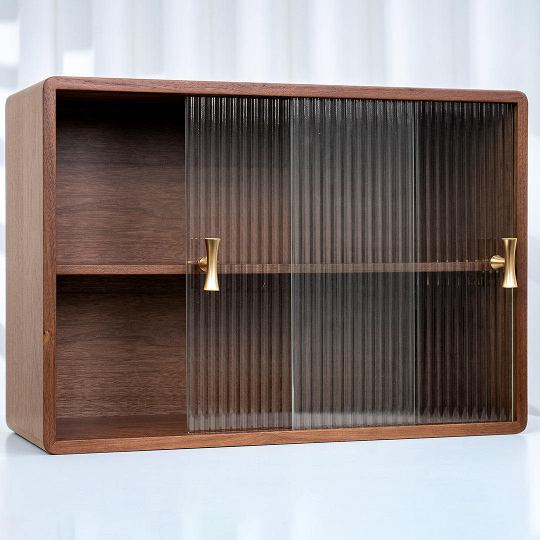 Dining Room Desk 2-Layer Cabinet with Glass Door