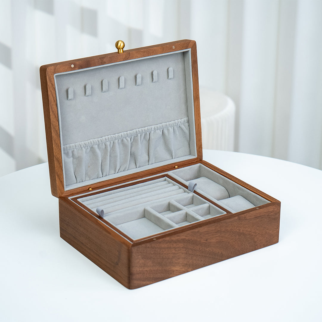 Personalized 1.5-Layer Walnut Jewelry Box