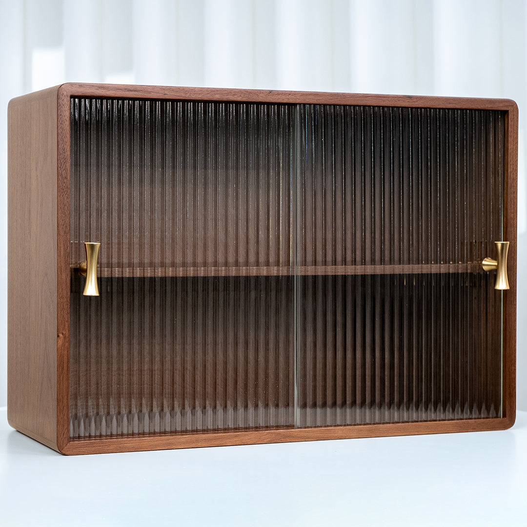 Dining Room Desk 2-Layer Cabinet with Glass Door