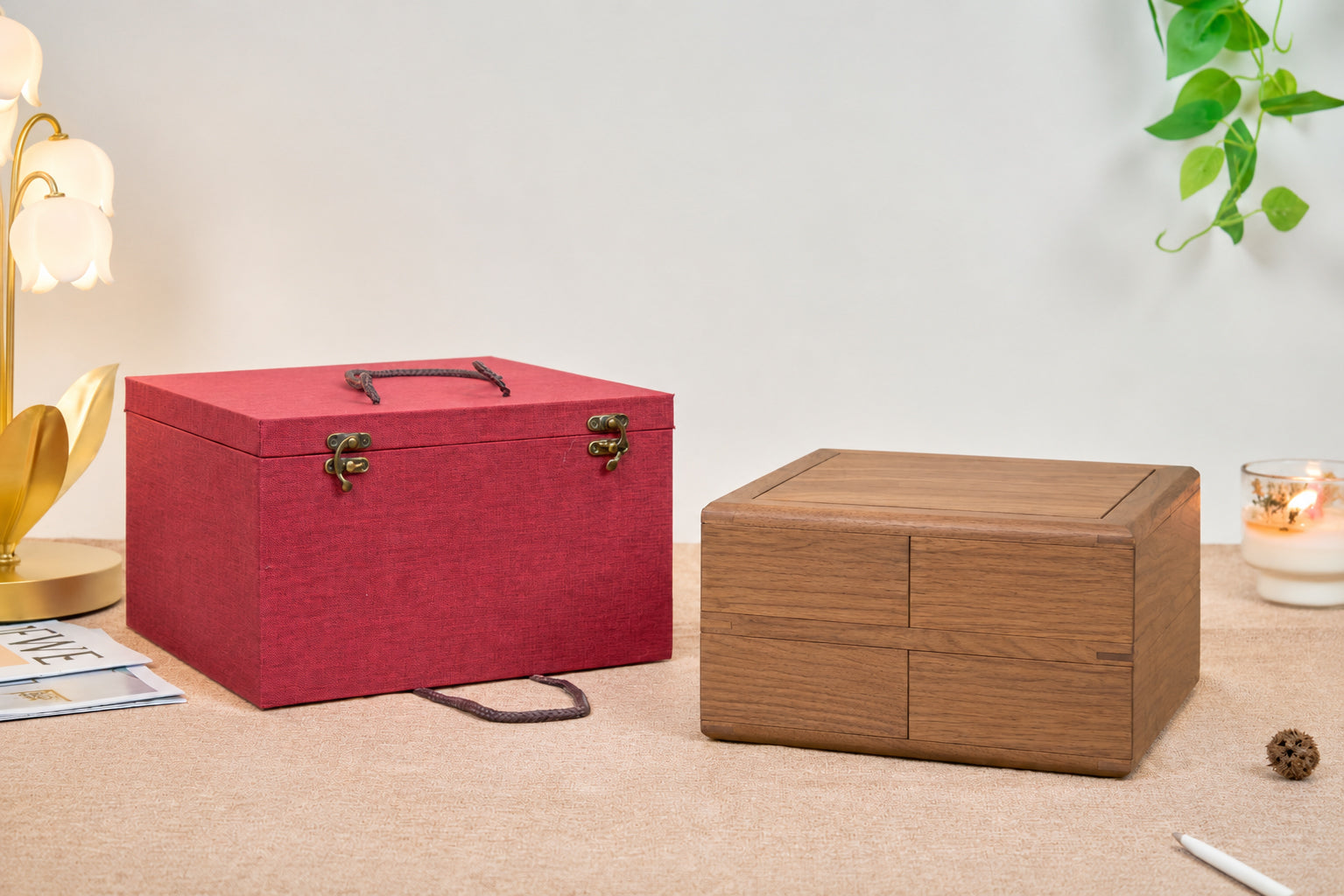 4-Drawer Walnut Jewelry Box with Ring, Watch & Earring Trays 15