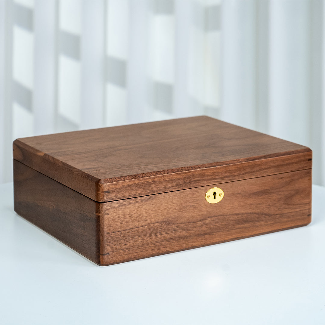 Personalized Lockable Walnut Wood Jewelry Box