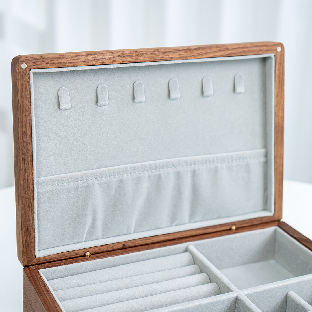 Custom Lockable Walnut Wooden Jewelry Box