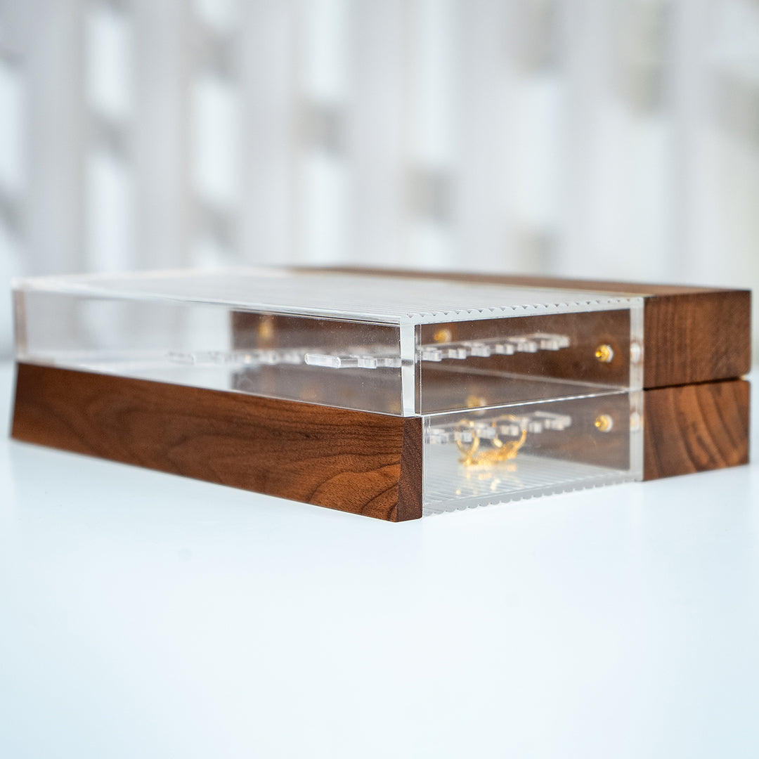 Solid Walnut Jewelry Box with Acrylic