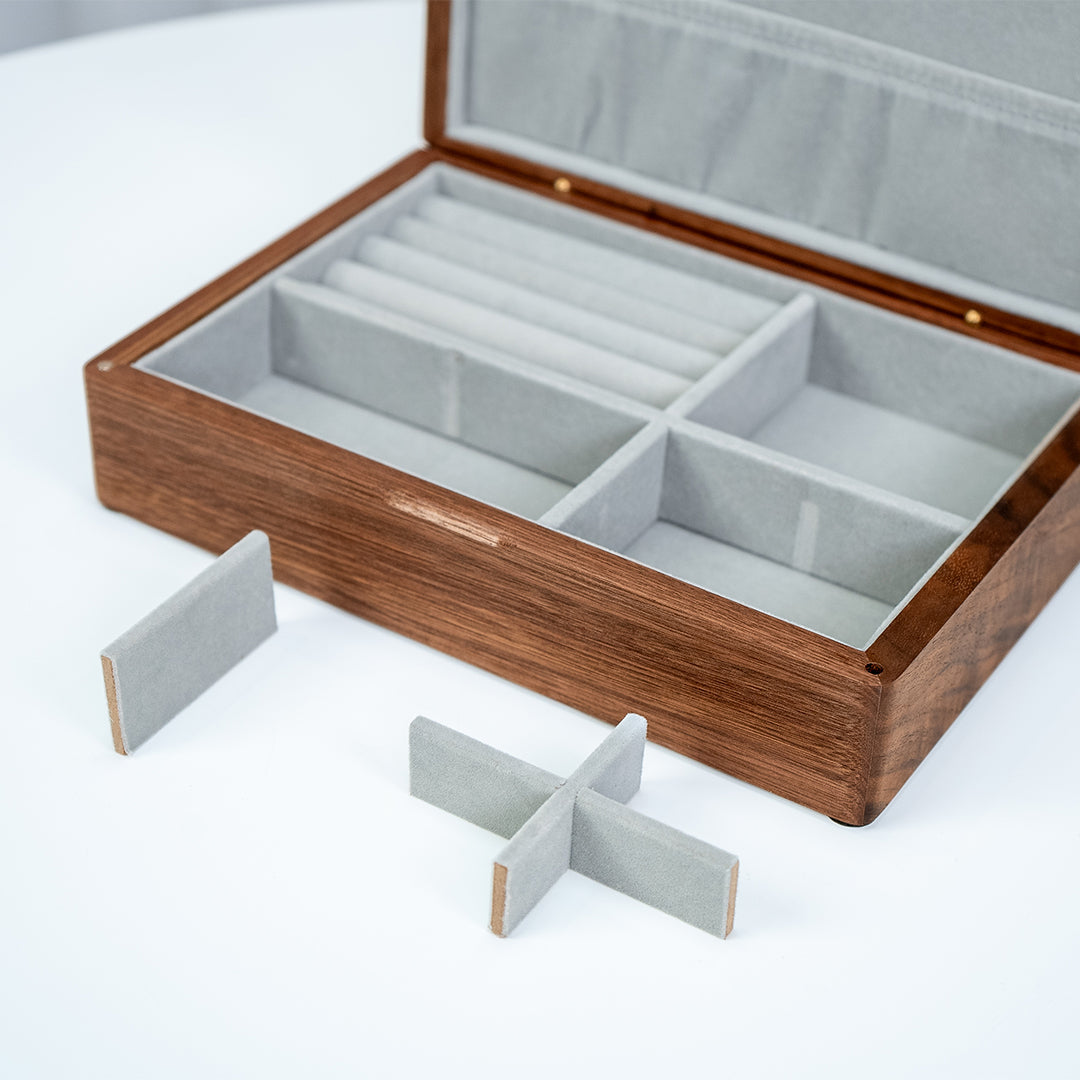 Custom Lockable Walnut Wooden Jewelry Box