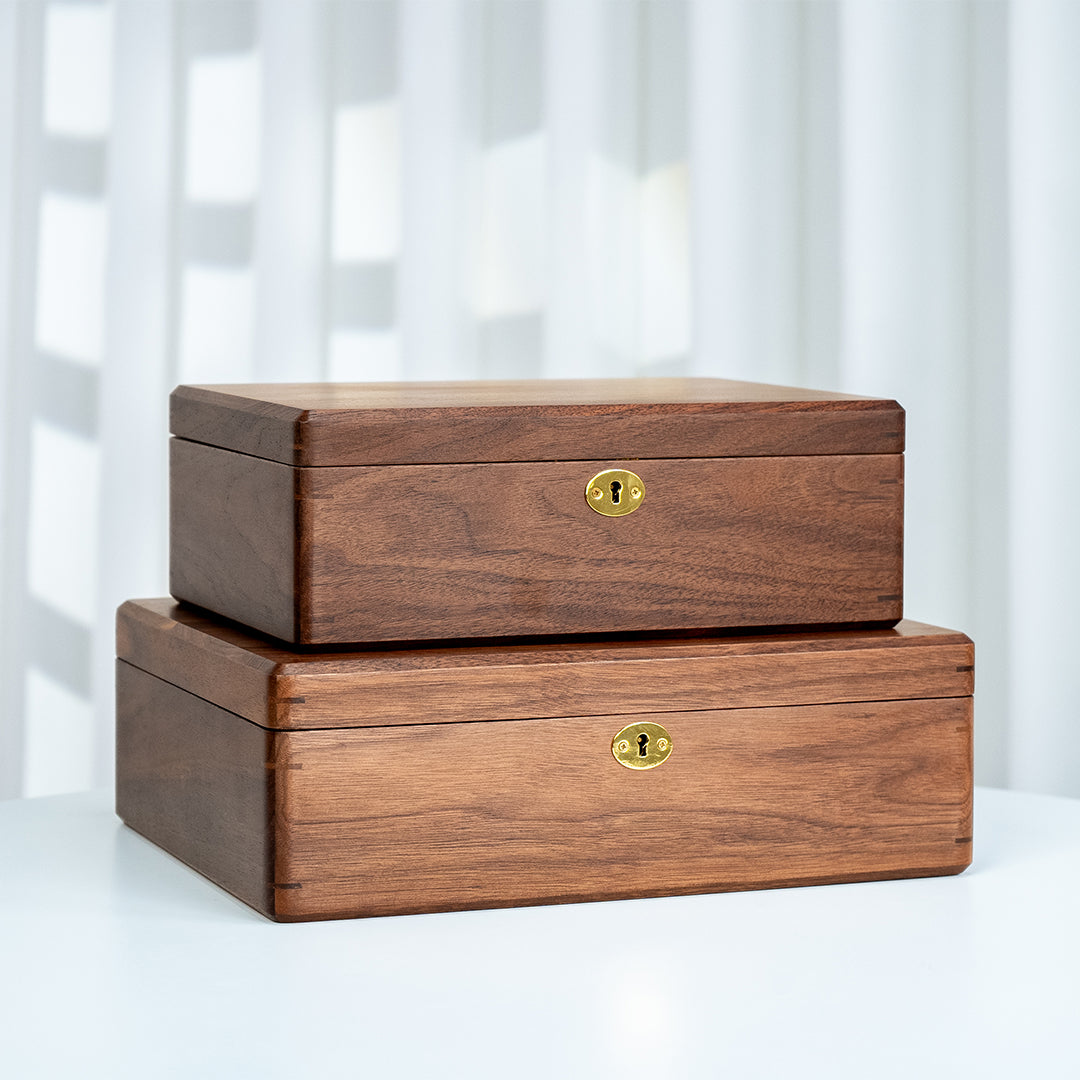 Personalized Lockable Walnut Wood Jewelry Box