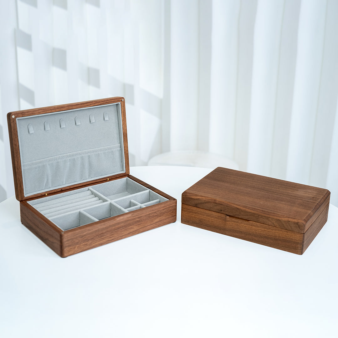 Custom Lockable Walnut Wooden Jewelry Box