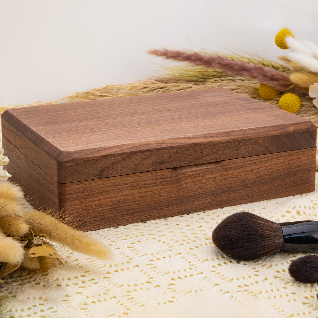 Custom Lockable Walnut Wooden Jewelry Box