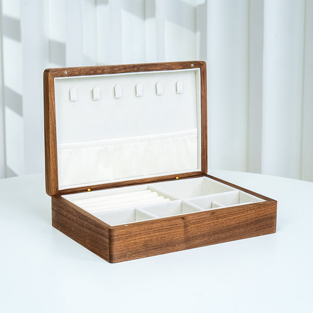 Custom Lockable Walnut Wooden Jewelry Box