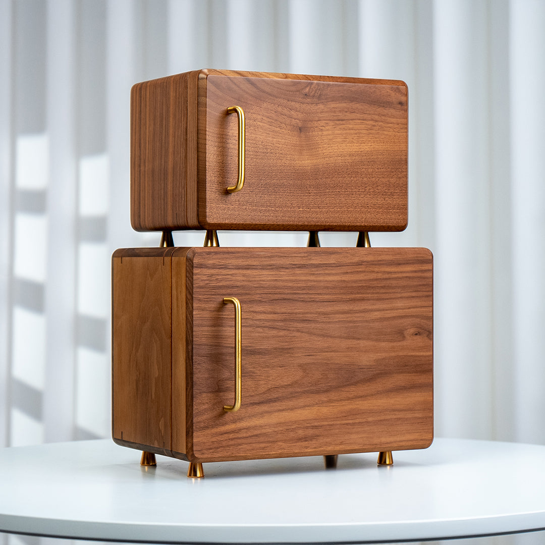 Solid Walnut Jewelry Box with 3/4 Drawers