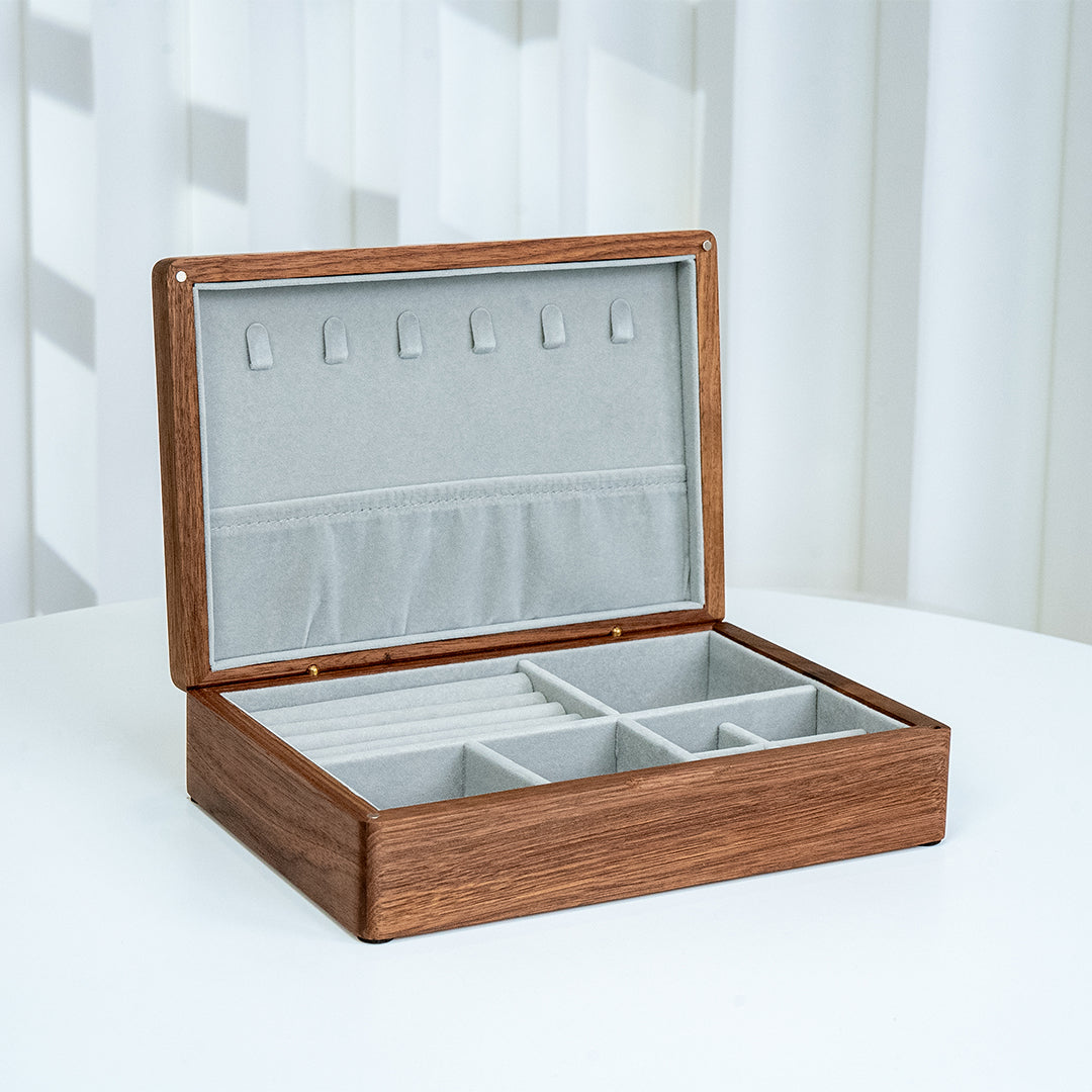 Custom Lockable Walnut Wooden Jewelry Box