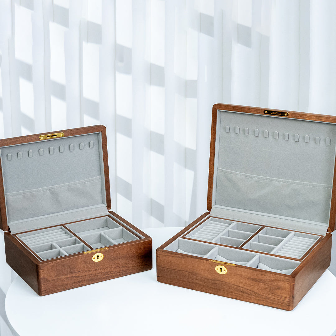 Personalized Lockable Walnut Wood Jewelry Box