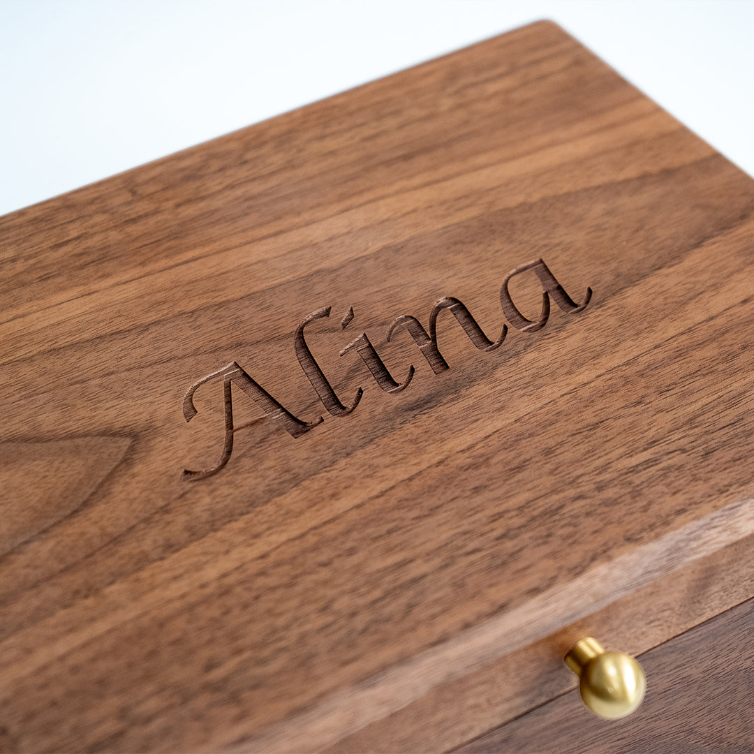 Personalized 1.5-Layer Walnut Jewelry Box
