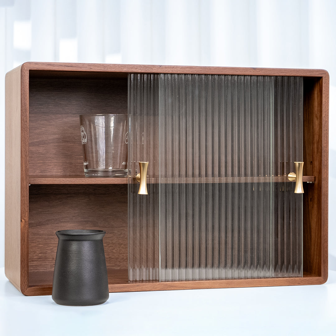 Dining Room Desk 2-Layer Cabinet with Glass Door
