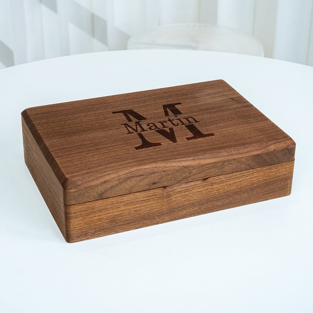 Custom Lockable Walnut Wooden Jewelry Box