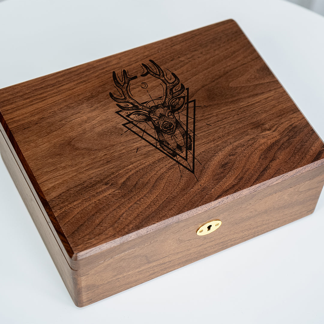 Personalized Lockable Walnut Wood Jewelry Box