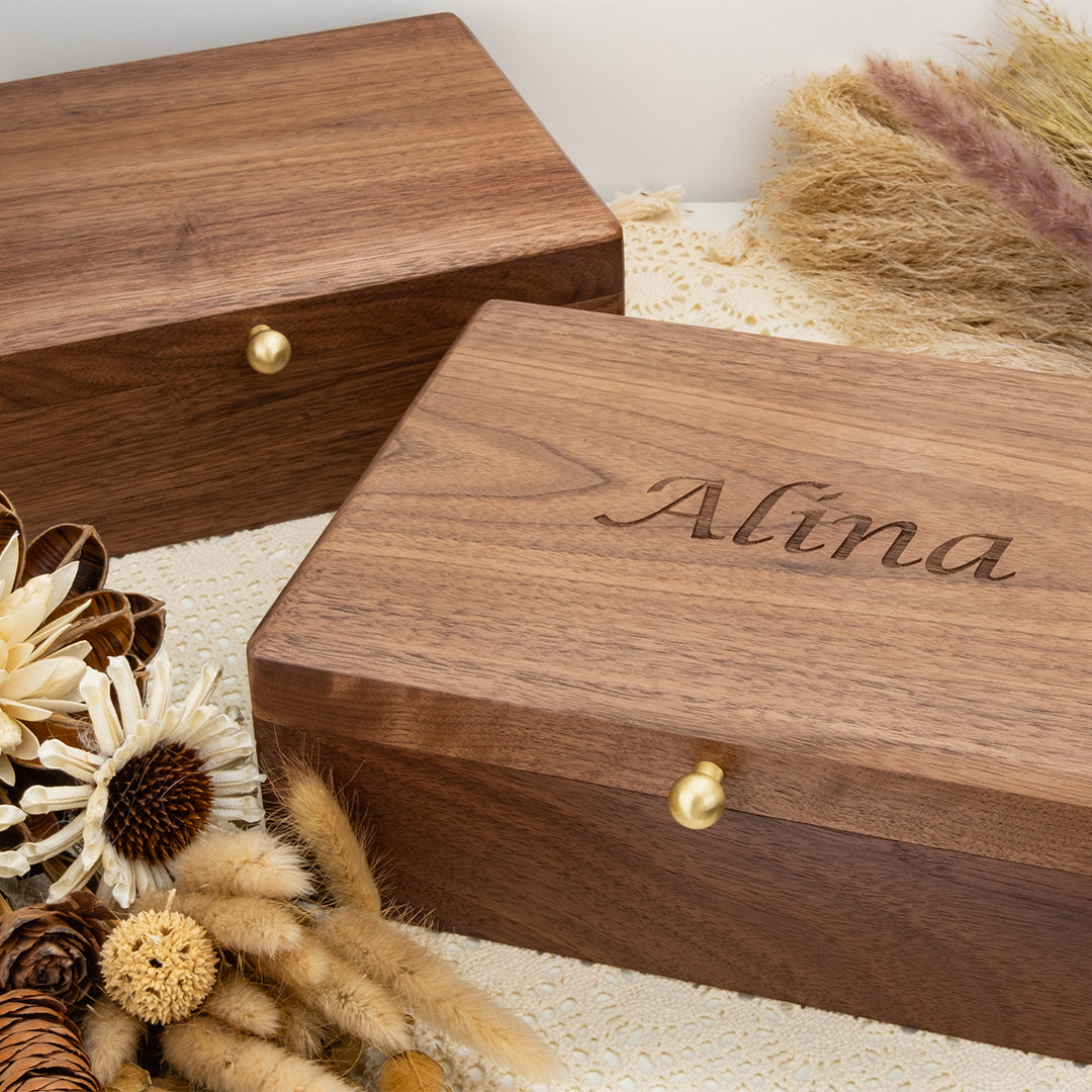 Personalized 1.5-Layer Walnut Jewelry Box