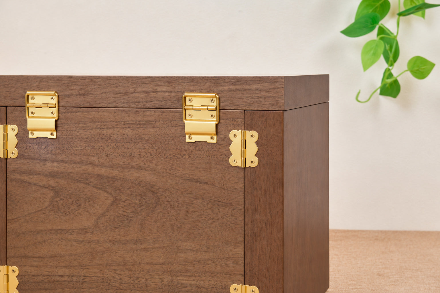 Lockable Walnut Jewelry Box with Mirror, Side Doors & 4 Drawers 11
